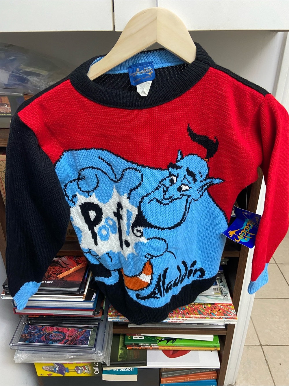 Vintage 90’s Aladdin Genie Knit Sweater - Blue & Red